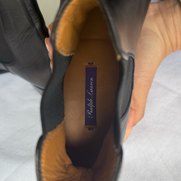 *SOLD* Ralph Lauren Purple Label Sleek Black Leather Ankle Booties - Picture 8 of 10